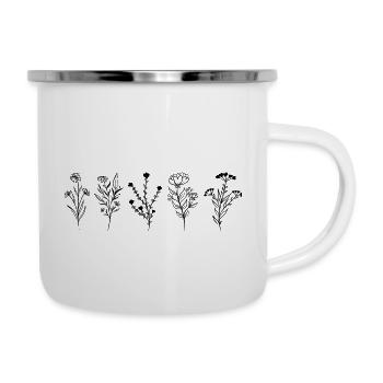 Wildblumen - Geschenkidee - Emaille-Tasse - Weiß - Rechts