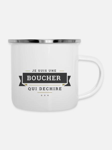Metzger, der reißt - Emaille-Tasse - Weiß