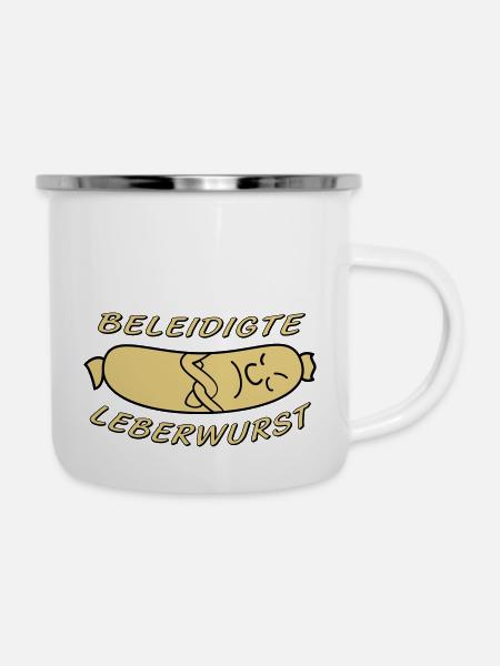 beleidigte Leberwurst - Emaille-Tasse - Weiß