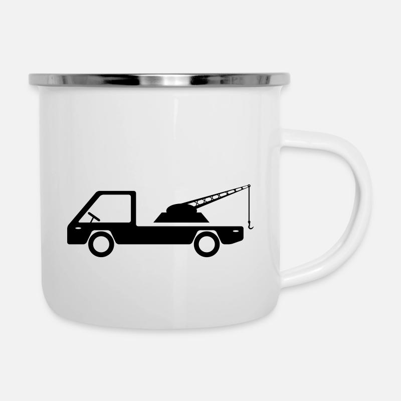 Abschleppwagen Grafik - Emaille-Tasse - Weiß