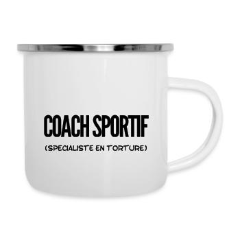Coach sportif - Tasse émaillée - blanc - Droite