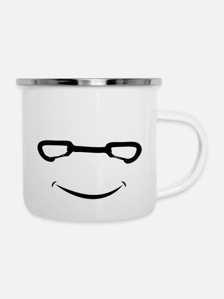 Quickdraw Lächeln - Emaille-Tasse - Weiß