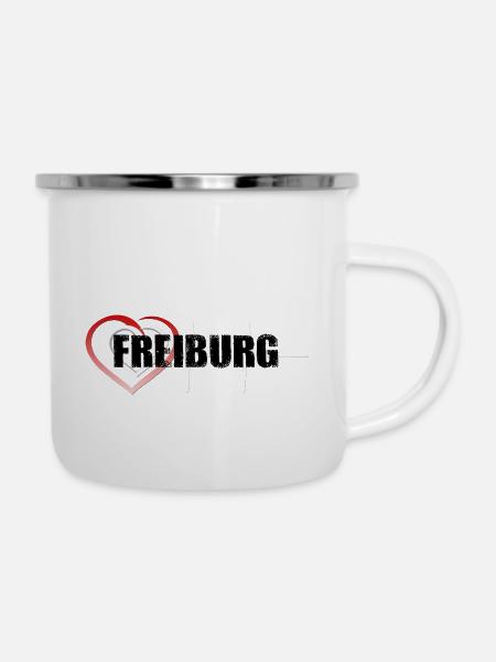 Freiburg - Emaille-Tasse - Weiß