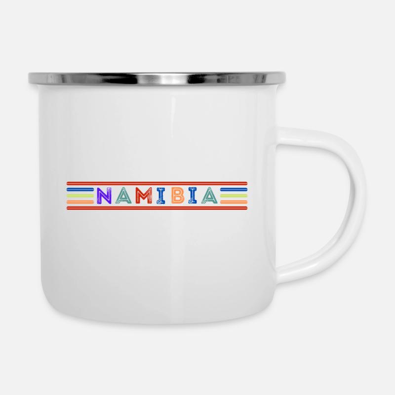 NAMIBIA - Emaille-Tasse - Weiß