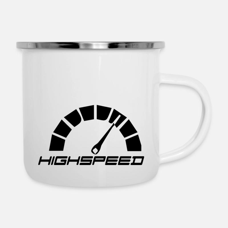 highspeed Design - Emaille-Tasse - Weiß