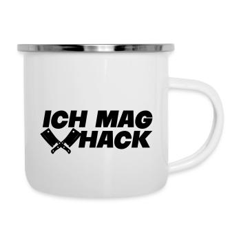 ich mag hack - Emaille-Tasse - Weiß - Rechts