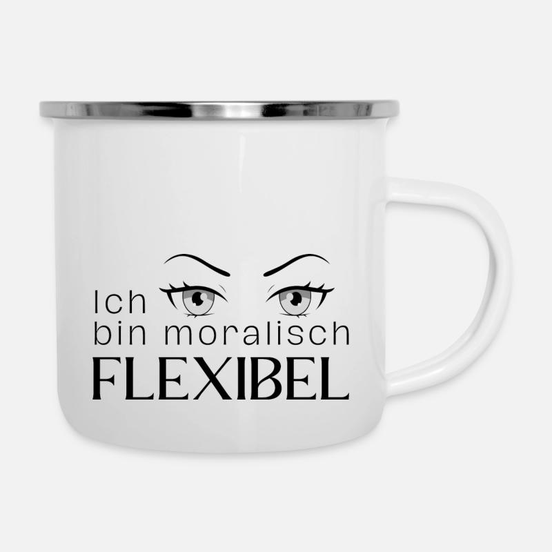 Moralisch flexibel - Emaille-Tasse - Weiß