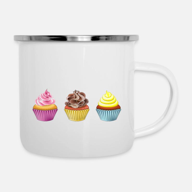 Muffins - Emaille-Tasse - Weiß