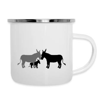 1 baby kind kleines junges familie mama papa esel - Emaille-Tasse - Weiß - Rechts