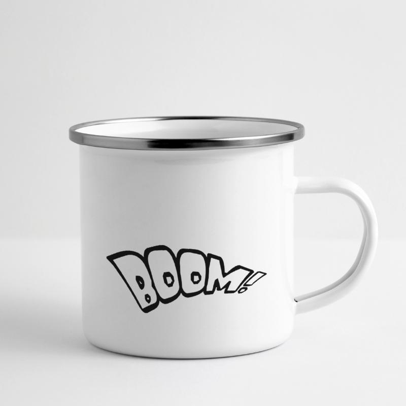 boom text fire hot tnt dynamite explode expl Camper Mug