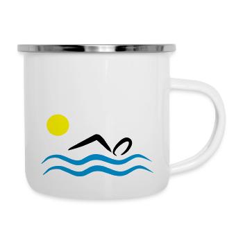 natation - Tasse émaillée - blanc - Droite