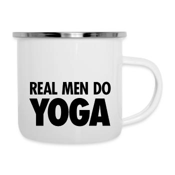 Real Men Do Yoga - Emaille-Tasse - Weiß - Rechts