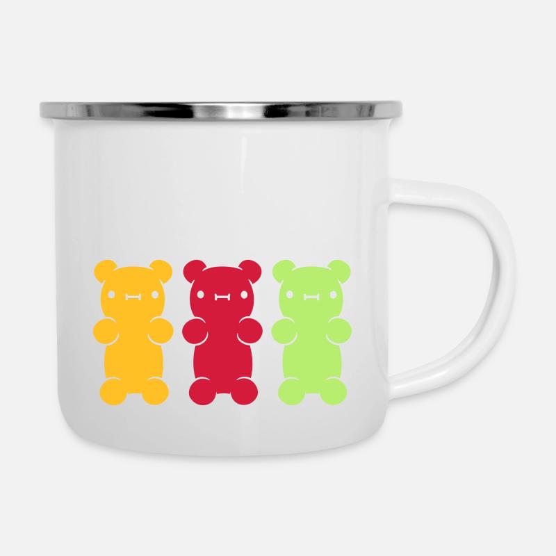 3 bunte Gummibaerchen - Emaille-Tasse - Weiß