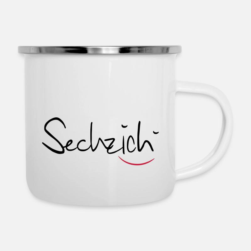 sechzich - Emaille-Tasse - Weiß