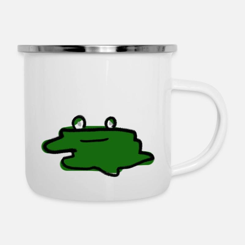 Flachfrosch - Emaille-Tasse - Weiß