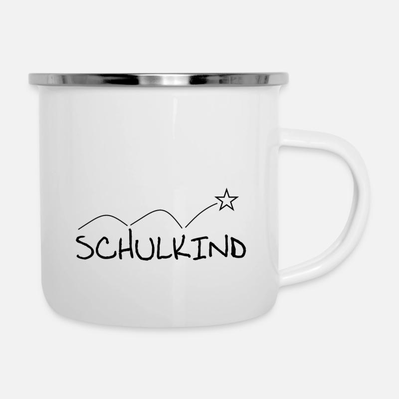 Schulkind - endlich in der Schule - Emaille-Tasse - Weiß
