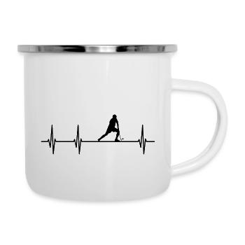 Feldhockey Herzschlag - Emaille-Tasse - Weiß - Rechts