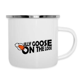 goose on the loose - Emaille-Tasse - Weiß - Rechts