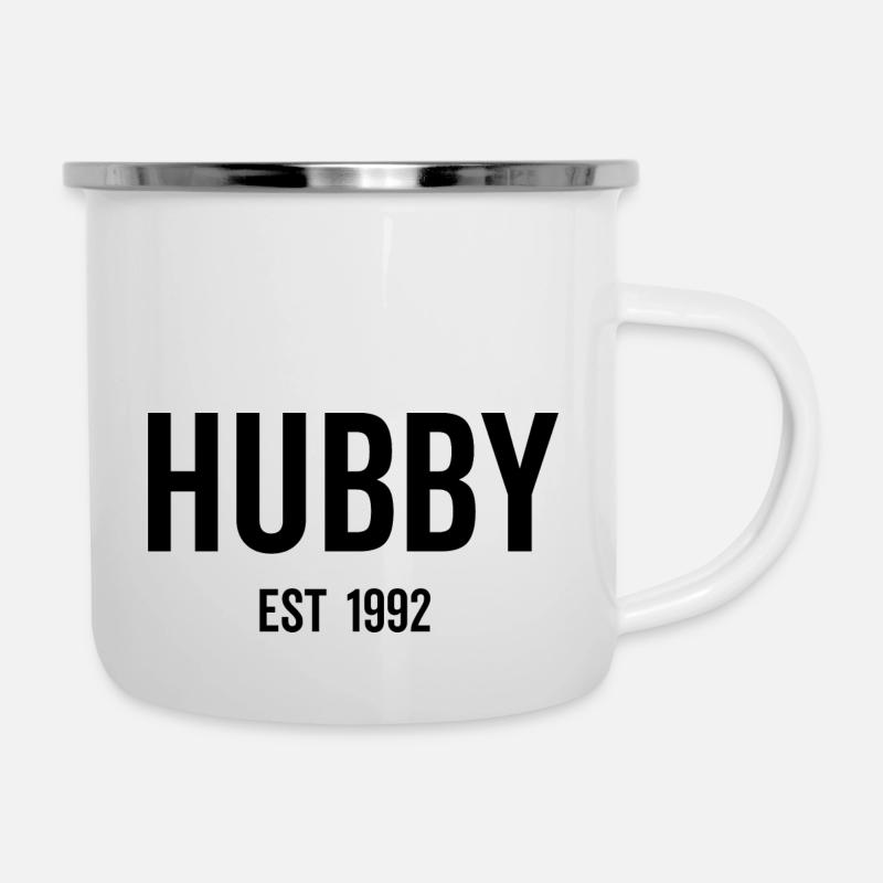 Hubby Est 1992 - Emaljmugg - vit