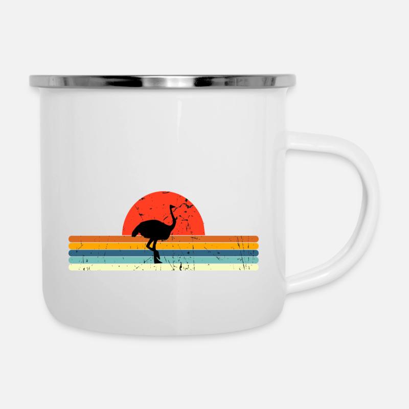 Vintage Ostrich retro sunset - Camper Mug - white
