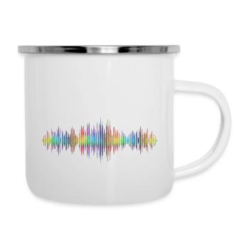 Sound Waves Music Wave Vintage Retro DJ Heart Disc - Camper Mug - white - Right