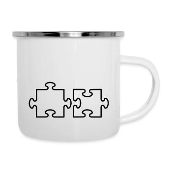 2 Puzzle Teile - Emaille-Tasse - Weiß - Rechts