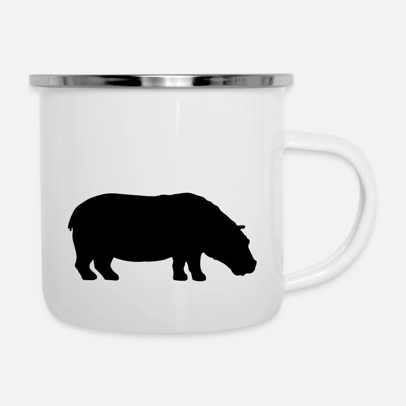 Silhouette silhouette hippopotame - Tasse émaillée - blanc