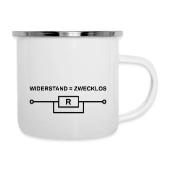 Widerstand ist Zwecklos, Physik, Elektriker - Emaille-Tasse - Weiß - Rechts