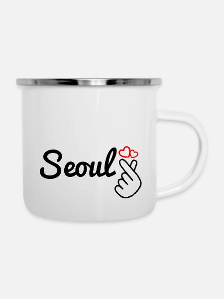 Seoul - Emaille-Tasse - Weiß