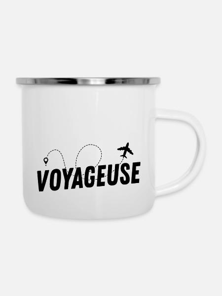 Reisender - Emaille-Tasse - Weiß
