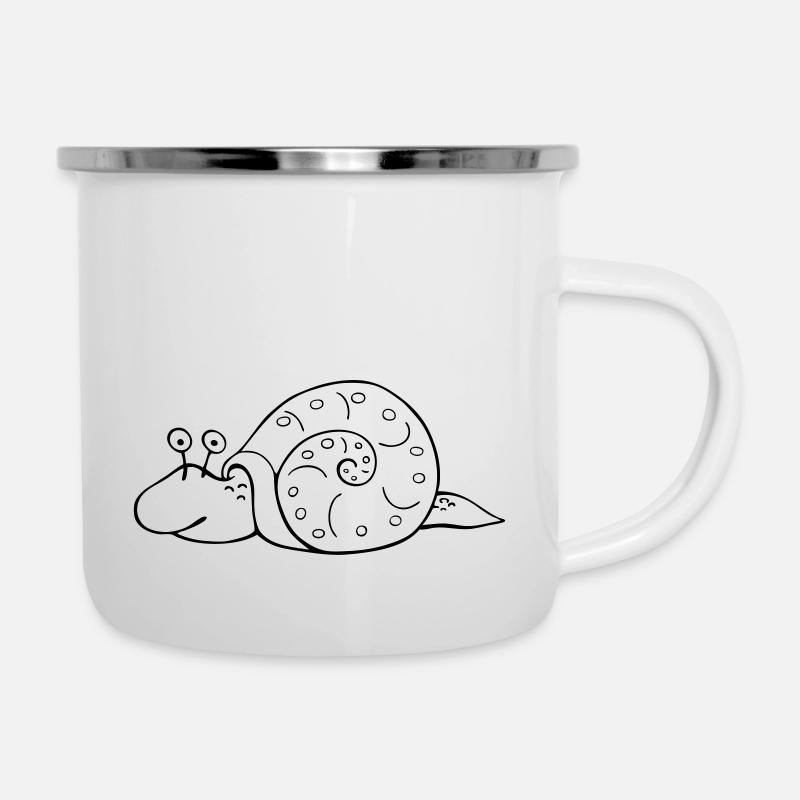 Schnecke - Emaille-Tasse - Weiß