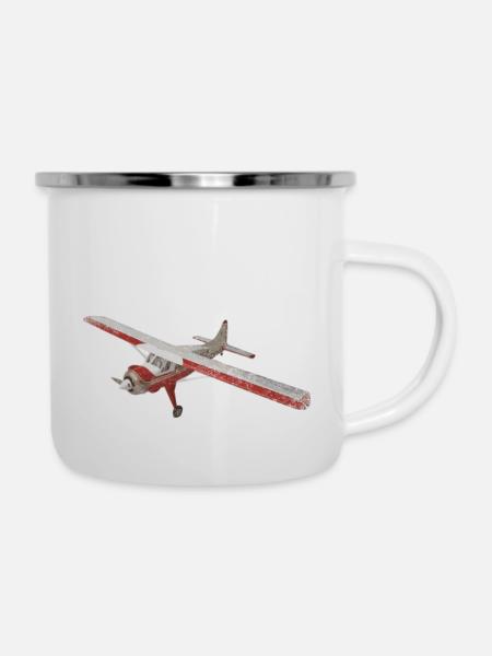 Flugzeug - Emaille-Tasse - Weiß
