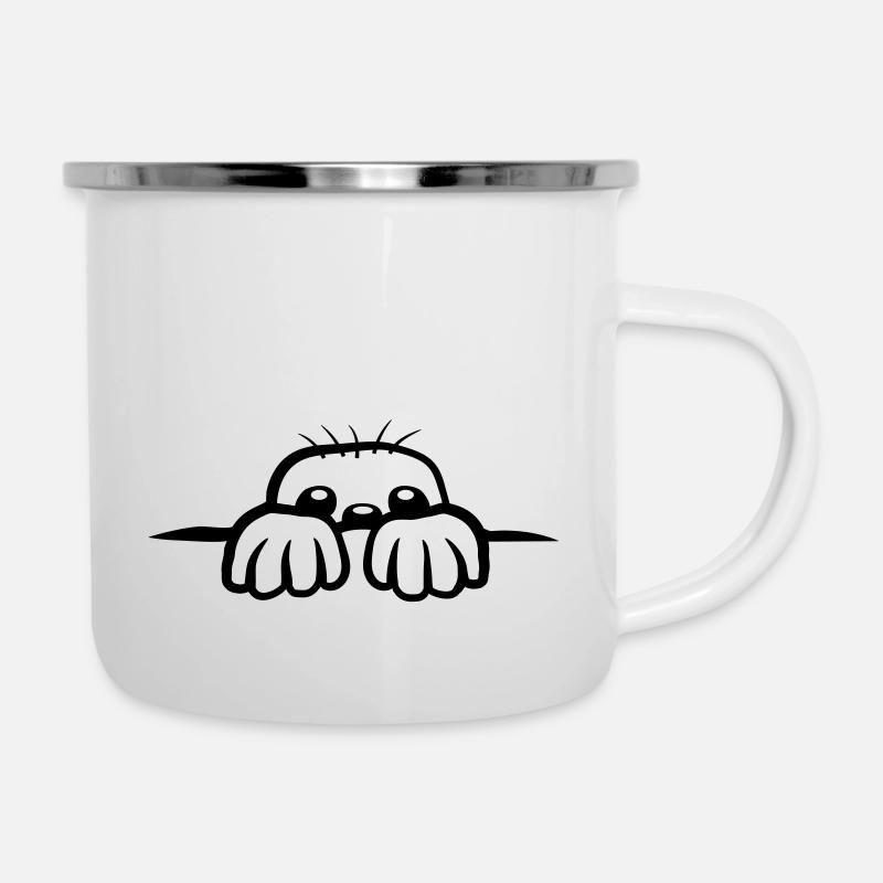Cartoon Maulwurf guckt - Emaille-Tasse - Weiß