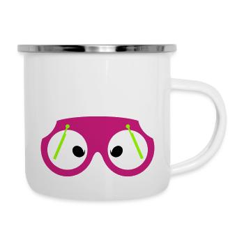 Lunettes Essuie-glace Lentille Yeux Geek Blague - Tasse émaillée - blanc - Droite