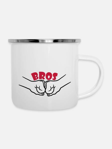 Bros Team Fäuste - Emaille-Tasse - Weiß