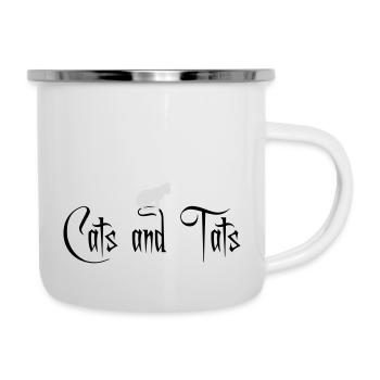 cats and tats Zitat - Emaille-Tasse - Weiß - Rechts