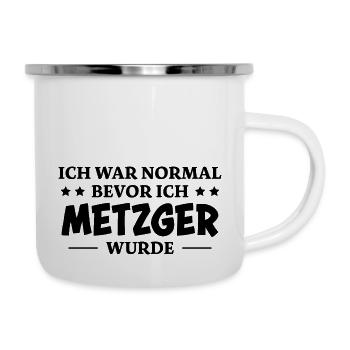 Metzger Spruch Fleischer Lustiges Metzger Geschenk - Emaille-Tasse - Weiß - Rechts