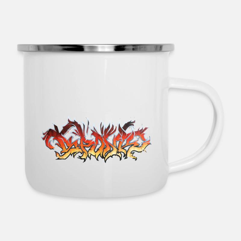 FIRE Graffiti - Emaille-Tasse - Weiß