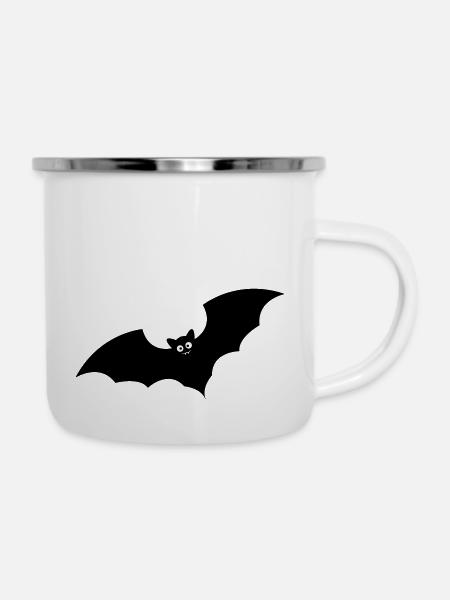 fledermaus - Emaille-Tasse - Weiß