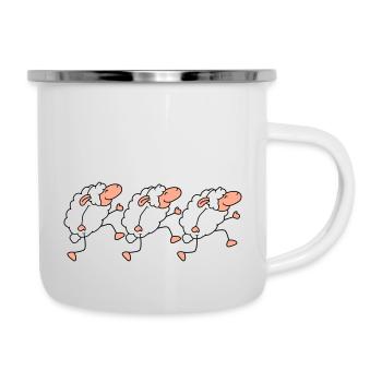 Drei Schafe Gehen Glücklich Stolz 3 Freunde Team - Emaille-Tasse - Weiß - Rechts