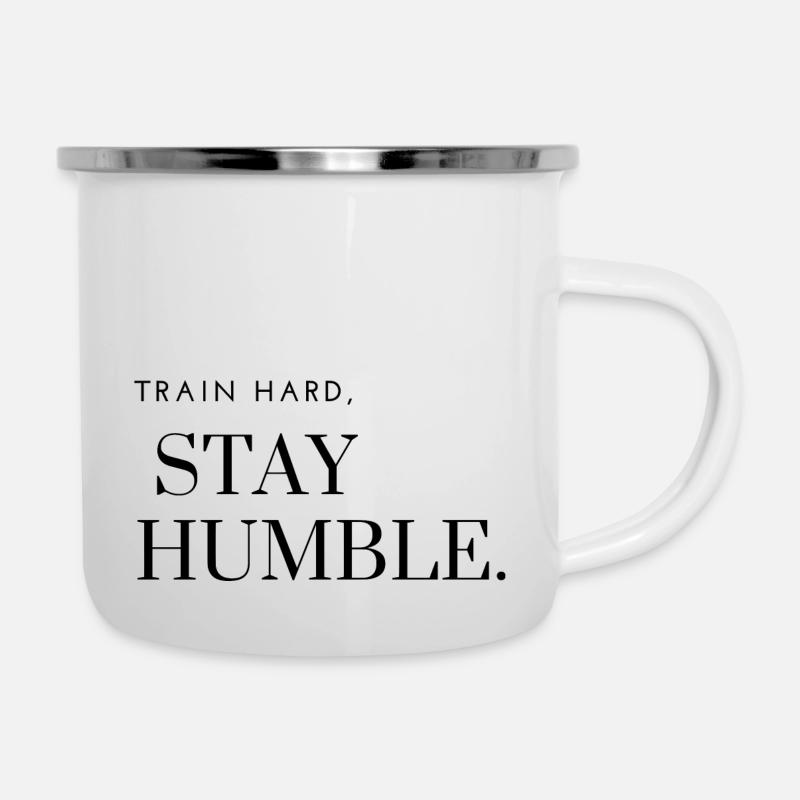 train hard - Emaille-Tasse - Weiß
