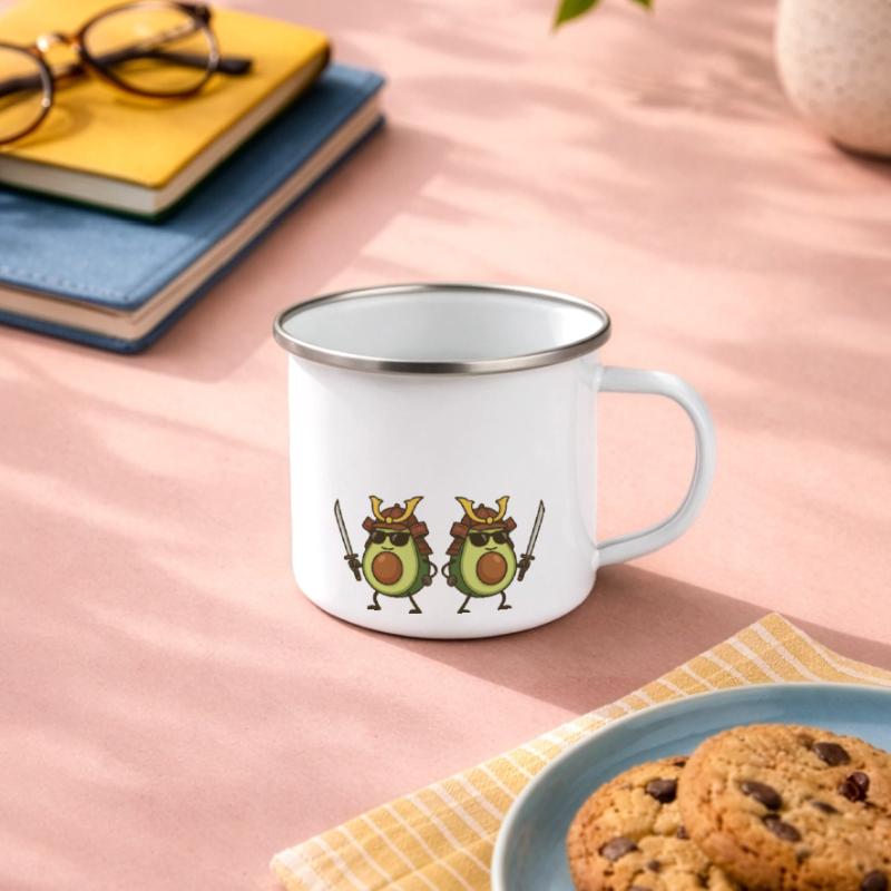 avocado samurai 2 Emaille-Tasse