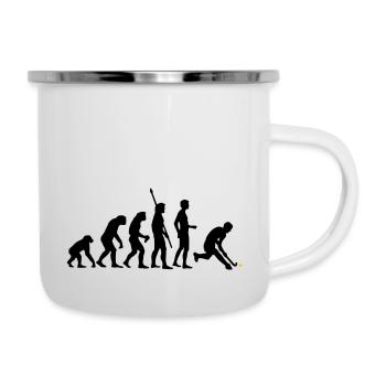 evolution_herren_hockey_2c - Emaille-Tasse - Weiß - Rechts