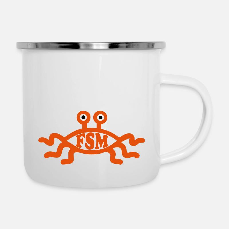 Flying Spaghetti Monster - Emaille-Tasse - Weiß