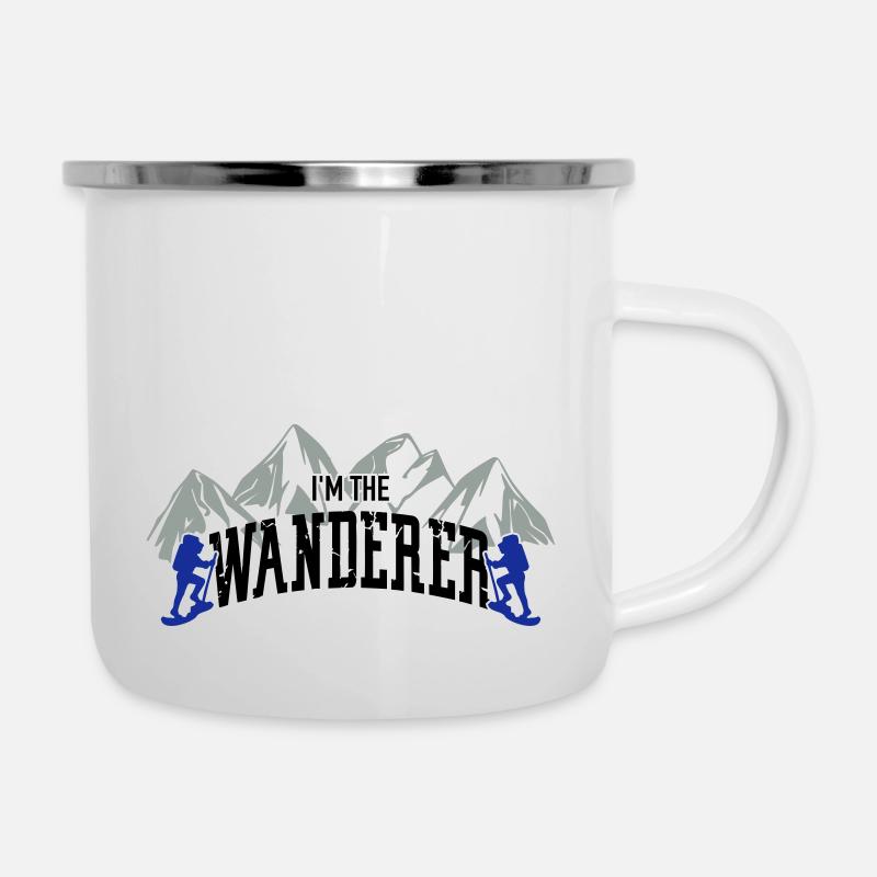 Wanderer - Emaille-Tasse - Weiß