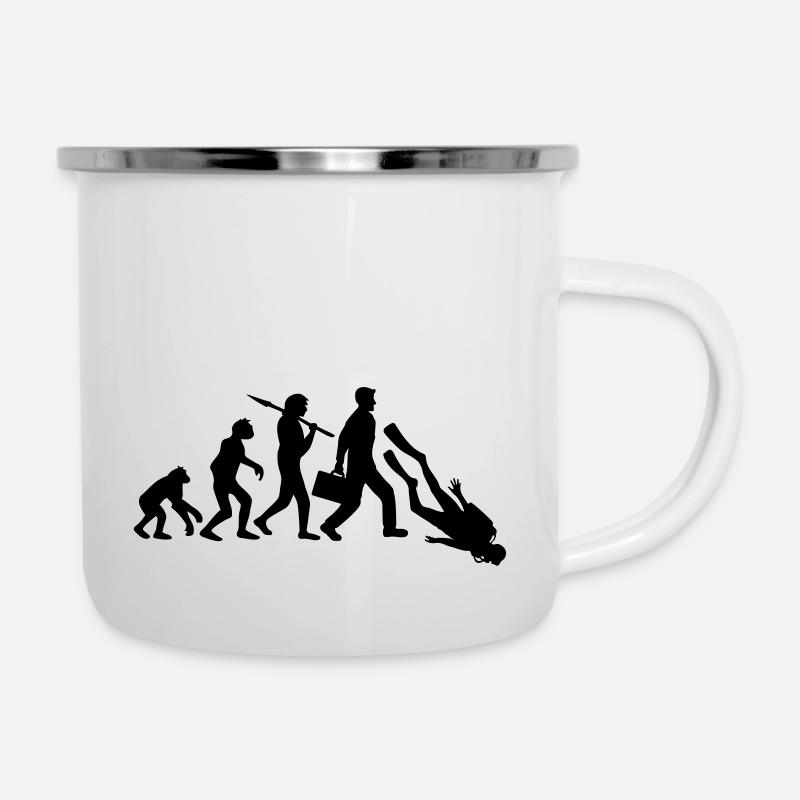 évolution plongeur sport amusement développement drôle v - Tasse émaillée - blanc