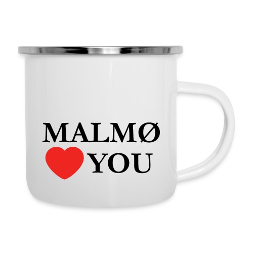 malmo heart you garamond black - Emaljmugg
