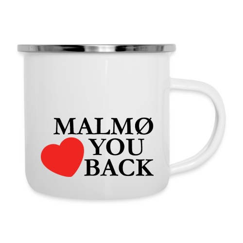malmo heart you back garamond black - Emaljmugg