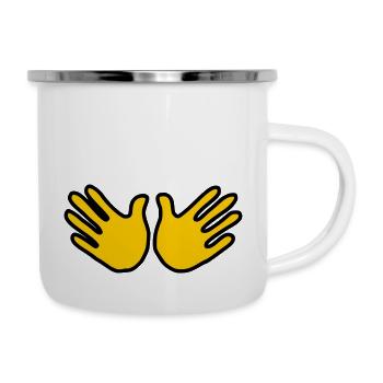 Emoji Hand offen Skizze Farbe - Emaille-Tasse - Weiß - Rechts