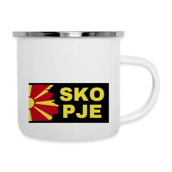 La ville de Skopje avec le drapeau de la Macédoine du Nord - Tasse émaillée - blanc - Droite